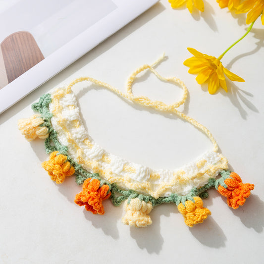 Collier décoratif en tricot – Style fleuri – Accessoire mignon pour chiens & chats | Lilipetcie