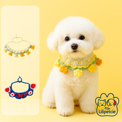 Collier décoratif en tricot – Style fleuri – Accessoire mignon pour chiens & chats | Lilipetcie