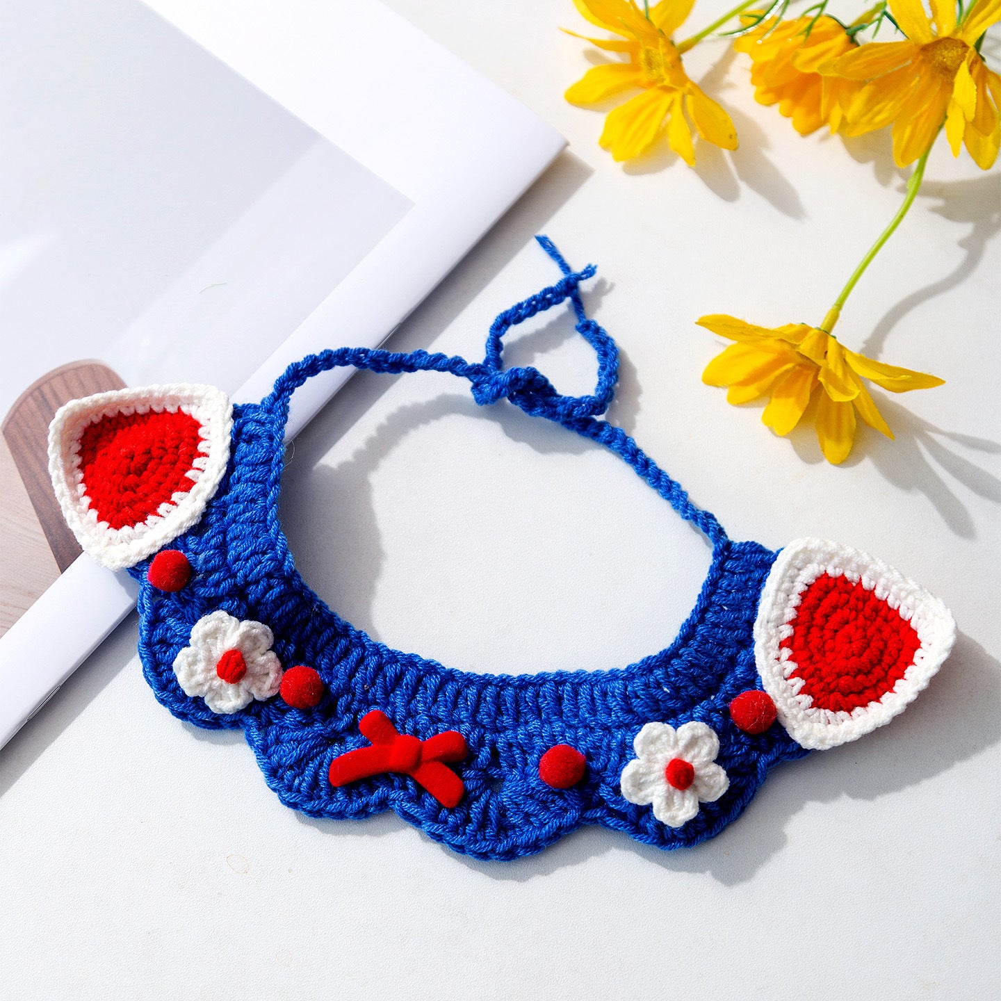 Collier décoratif en tricot – Style fleuri – Accessoire mignon pour chiens & chats | Lilipetcie
